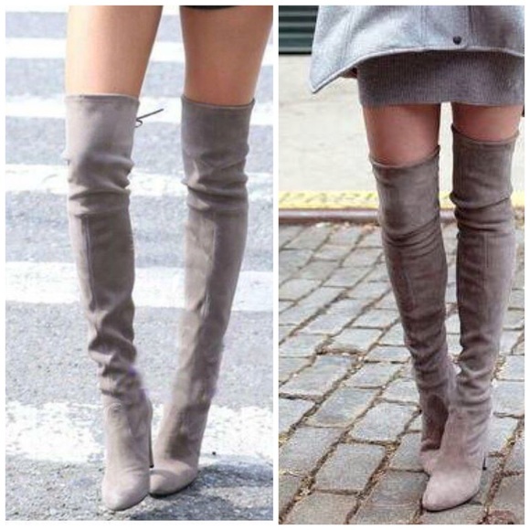 Amaya-01 taupe stretch over the knee boots - Picture 8 of 8